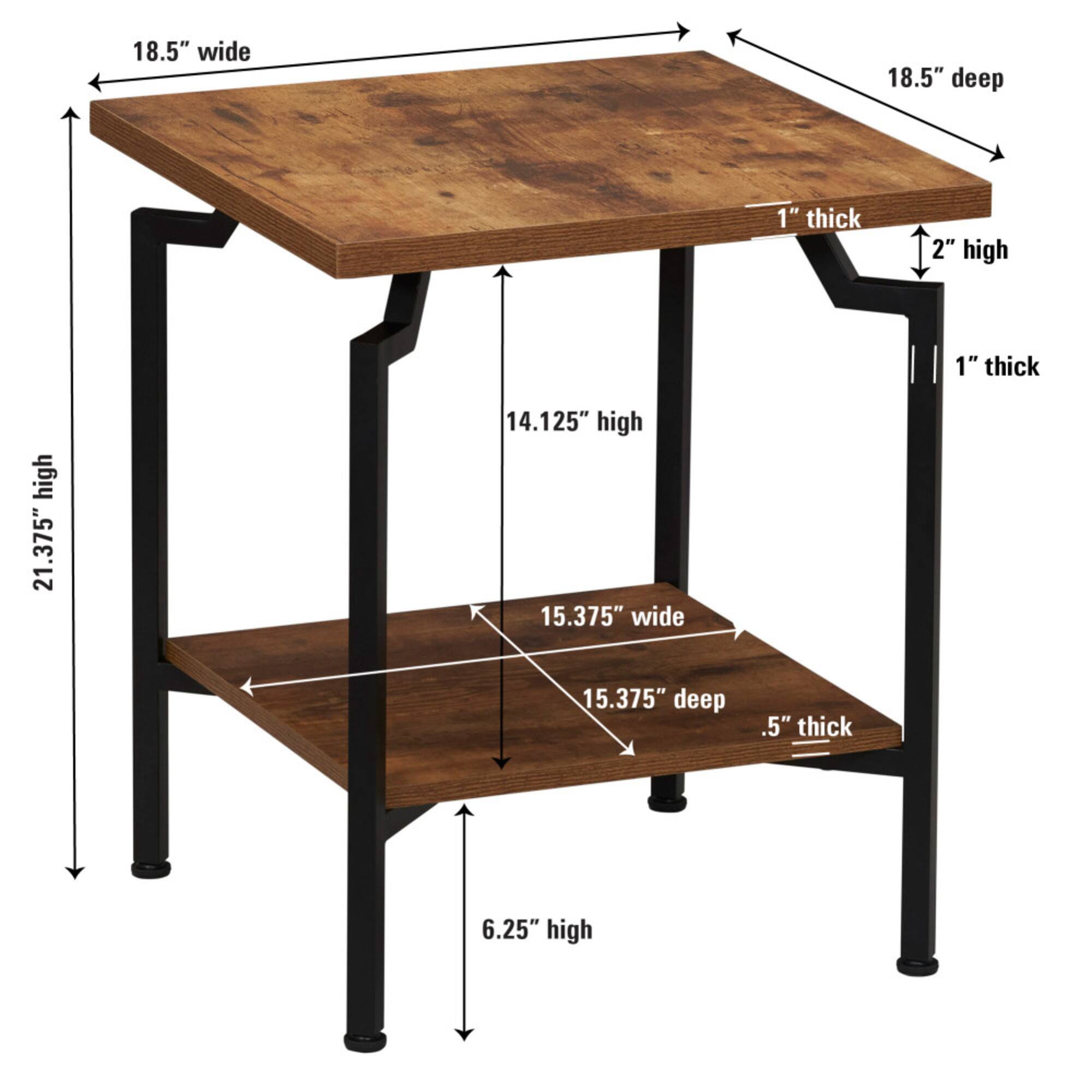 Household Essentials Crown 22" 2-Tier Square Side End Table
